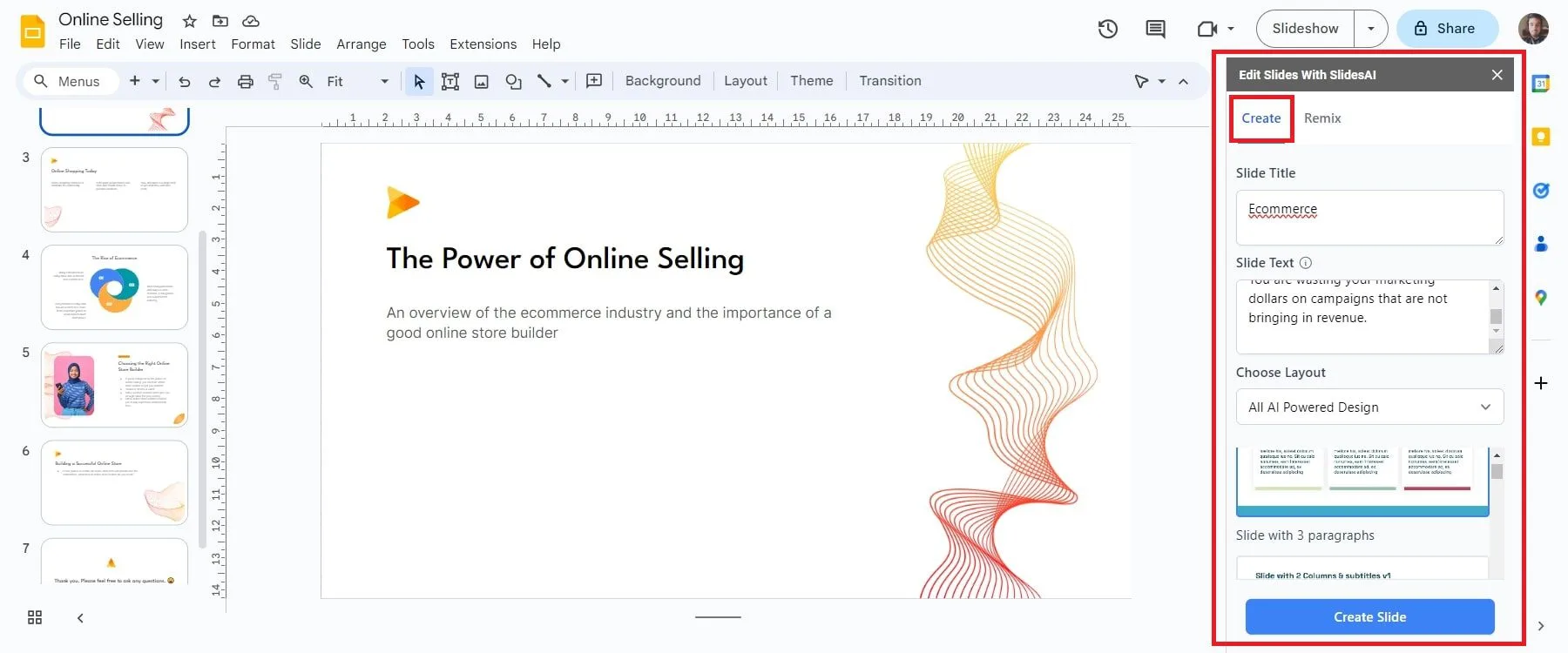 SlidesAI's interface