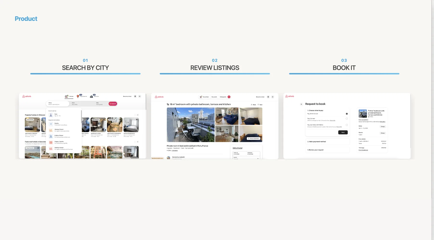 Product slide with annotated screenshots