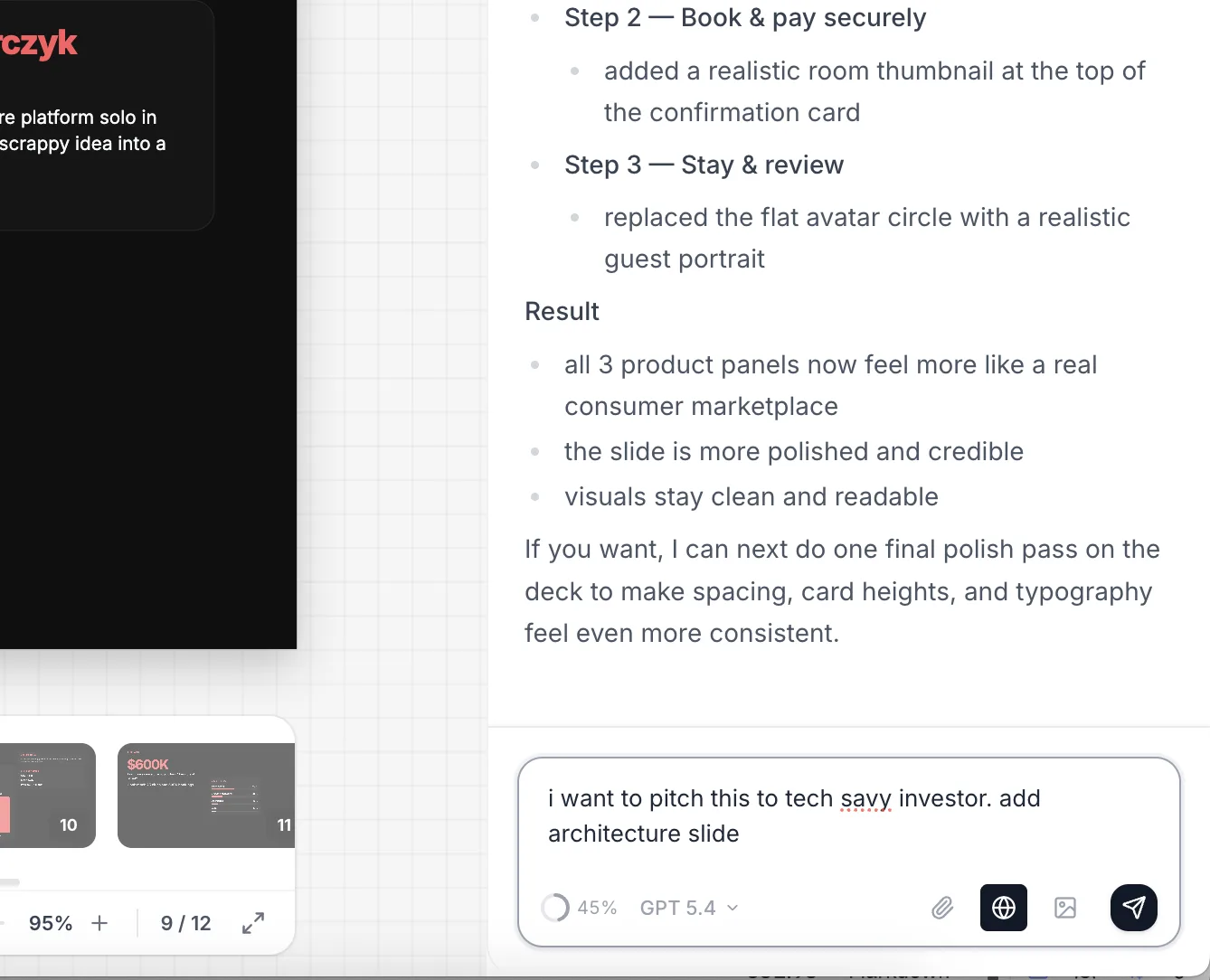 Creating a personalized version for a specific investor