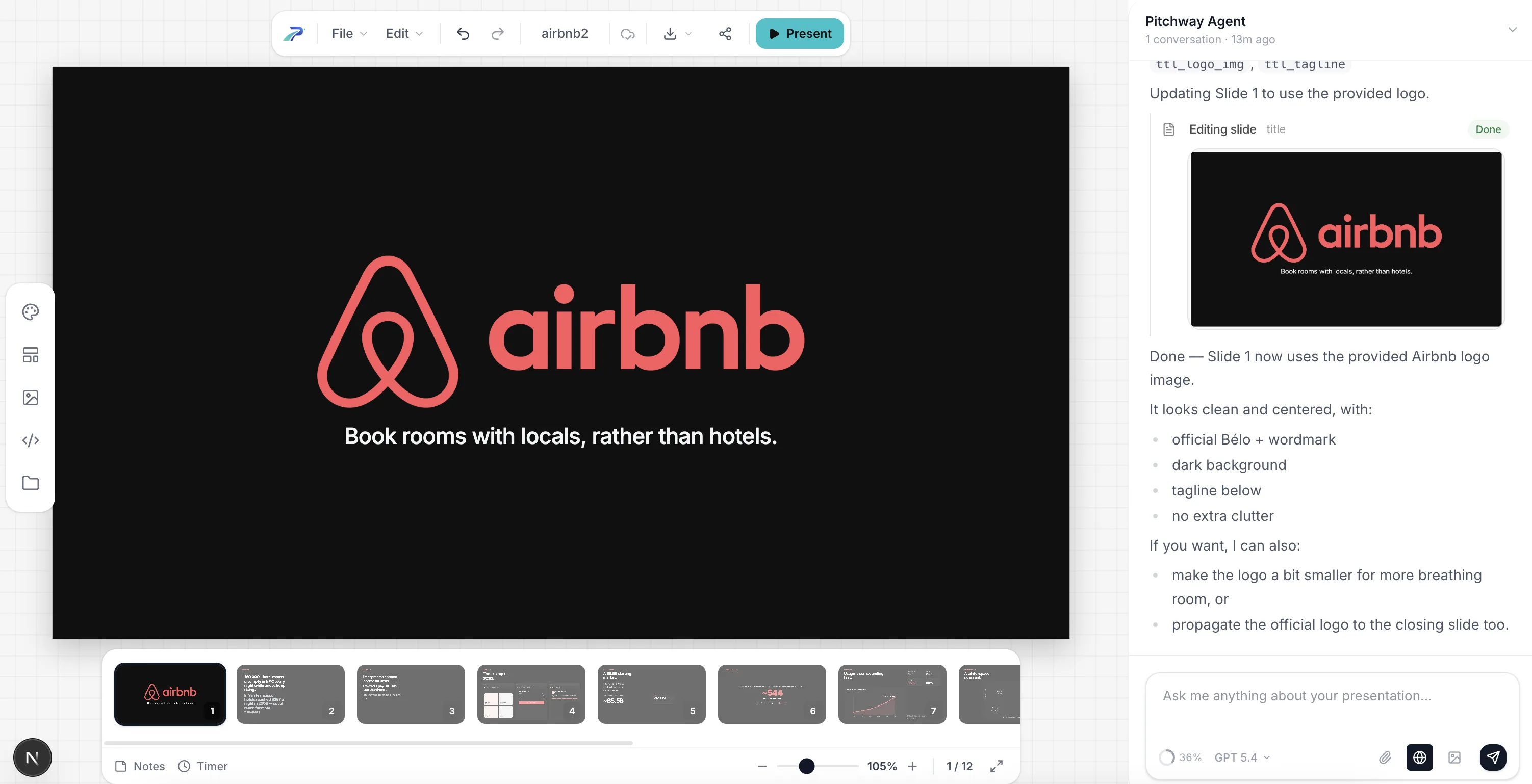 Editing the problem slide — changing the copy